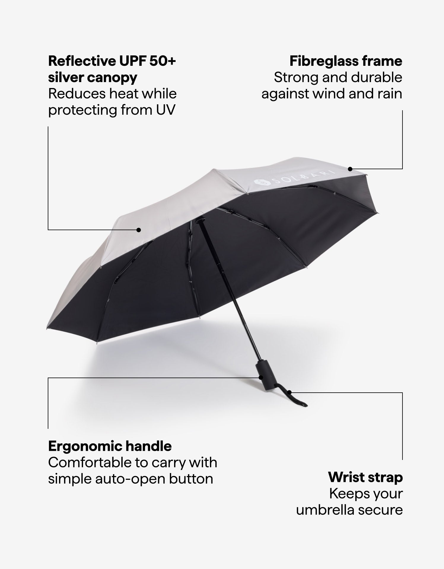 Silver / Black,106cm Arc